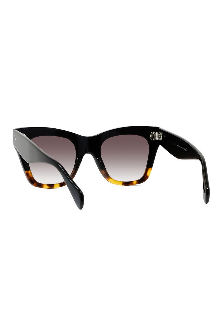 50mm Gradient Bold 3 Dot Cat Eye Sunglasses, Alternate, color, BLACK/ HAVANA