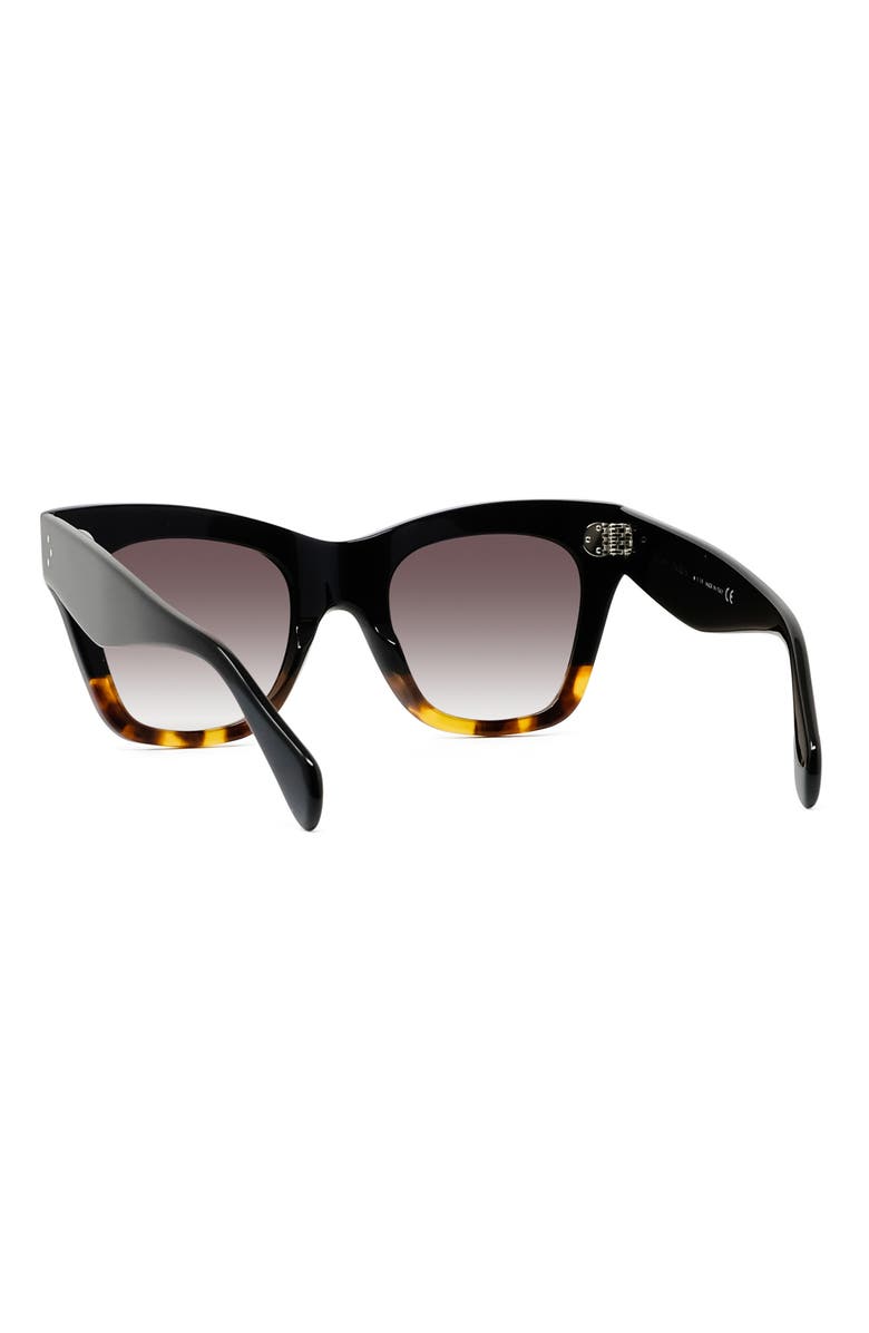 CELINE 50mm Gradient Bold 3 Dot Cat Eye Sunglasses, Alternate, color, Black/ Havana