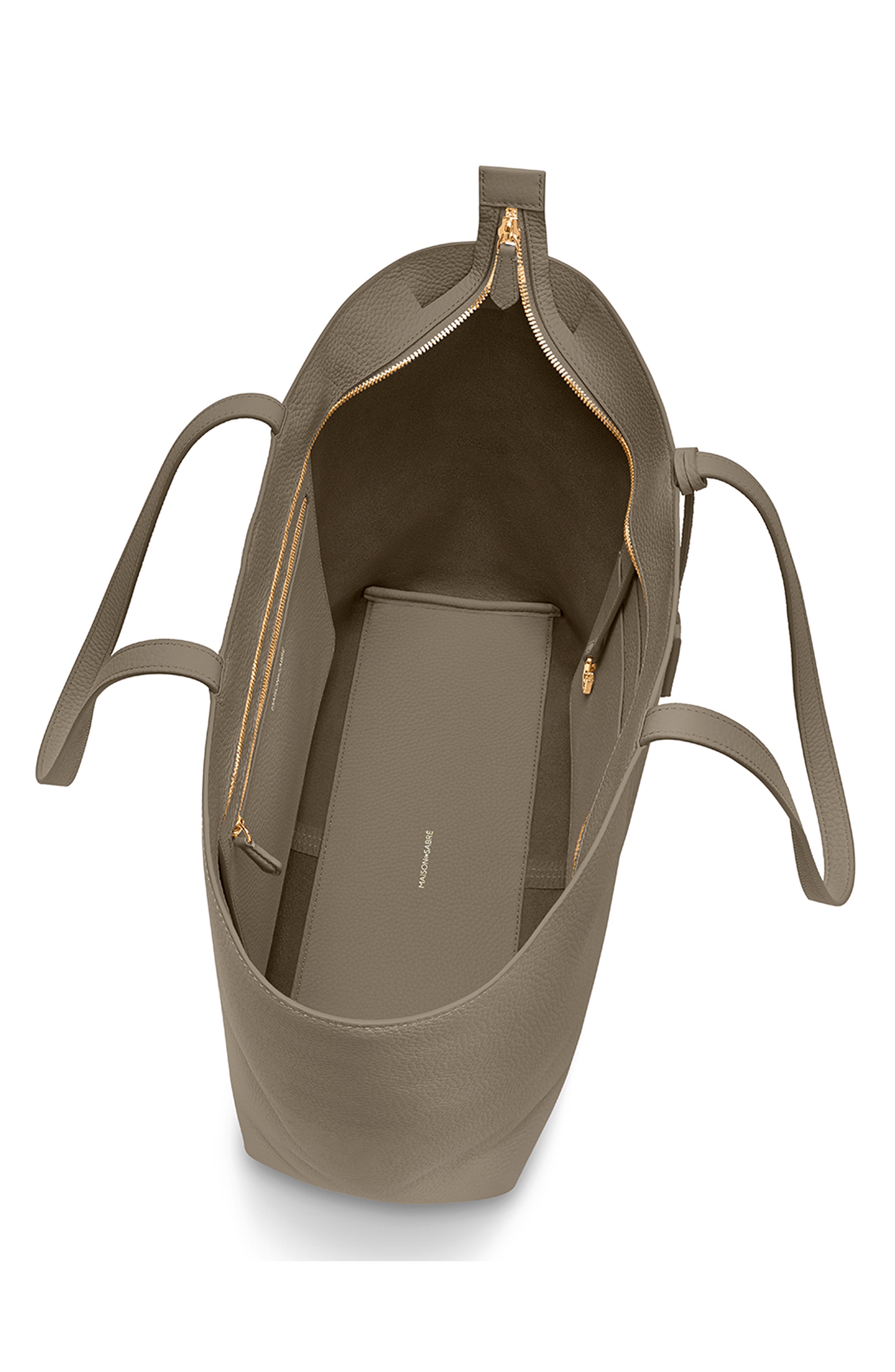 Large Leather Zipped Soft Tote, Alternate, color, Cashmere Clay