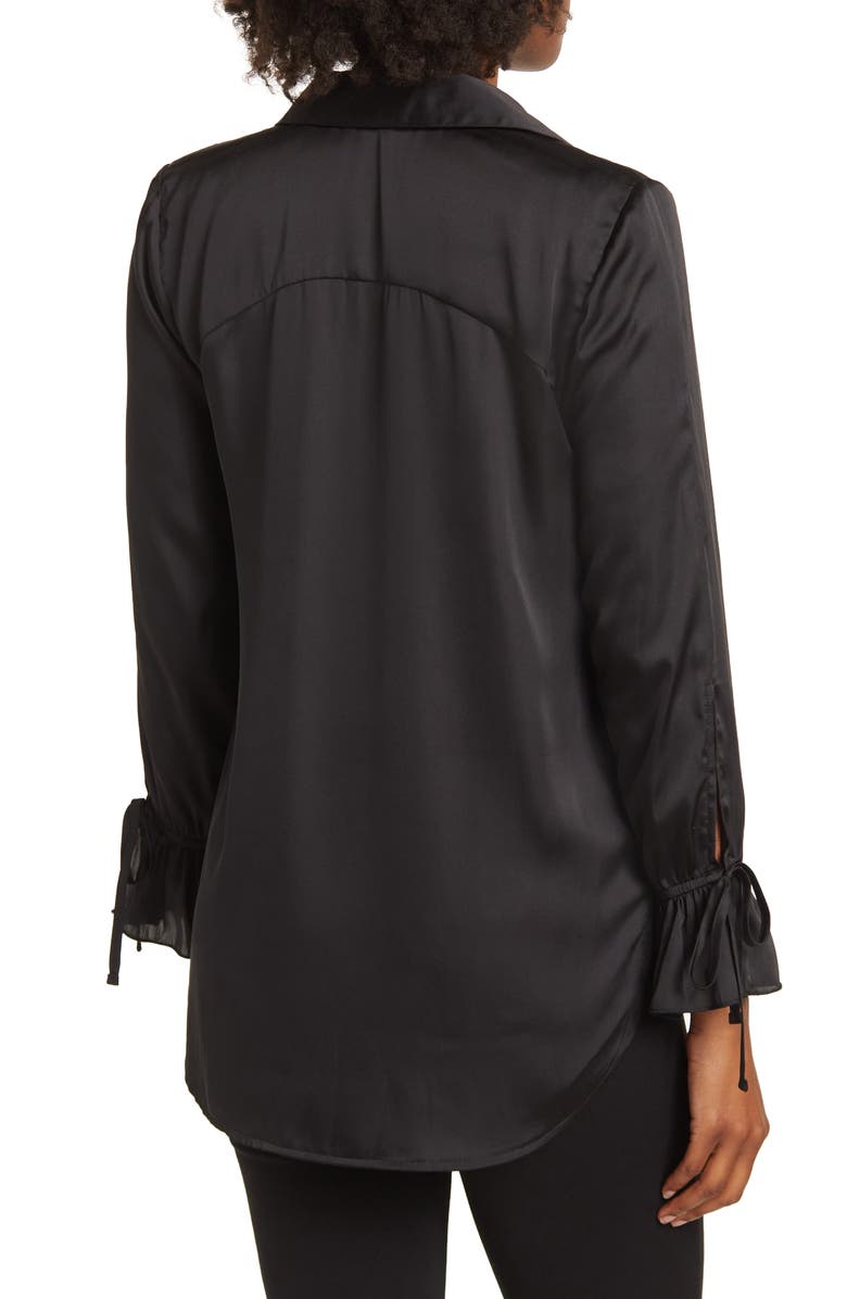 BY DESIGN Italia Front-zip Silk Collared Blouse, Alternate, color, 