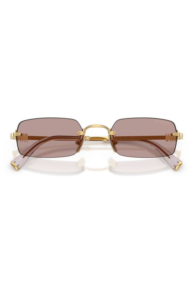 52mm Rectangular Sunglasses, Alternate, color, GOLD / LIGHT PURPLE BROWN