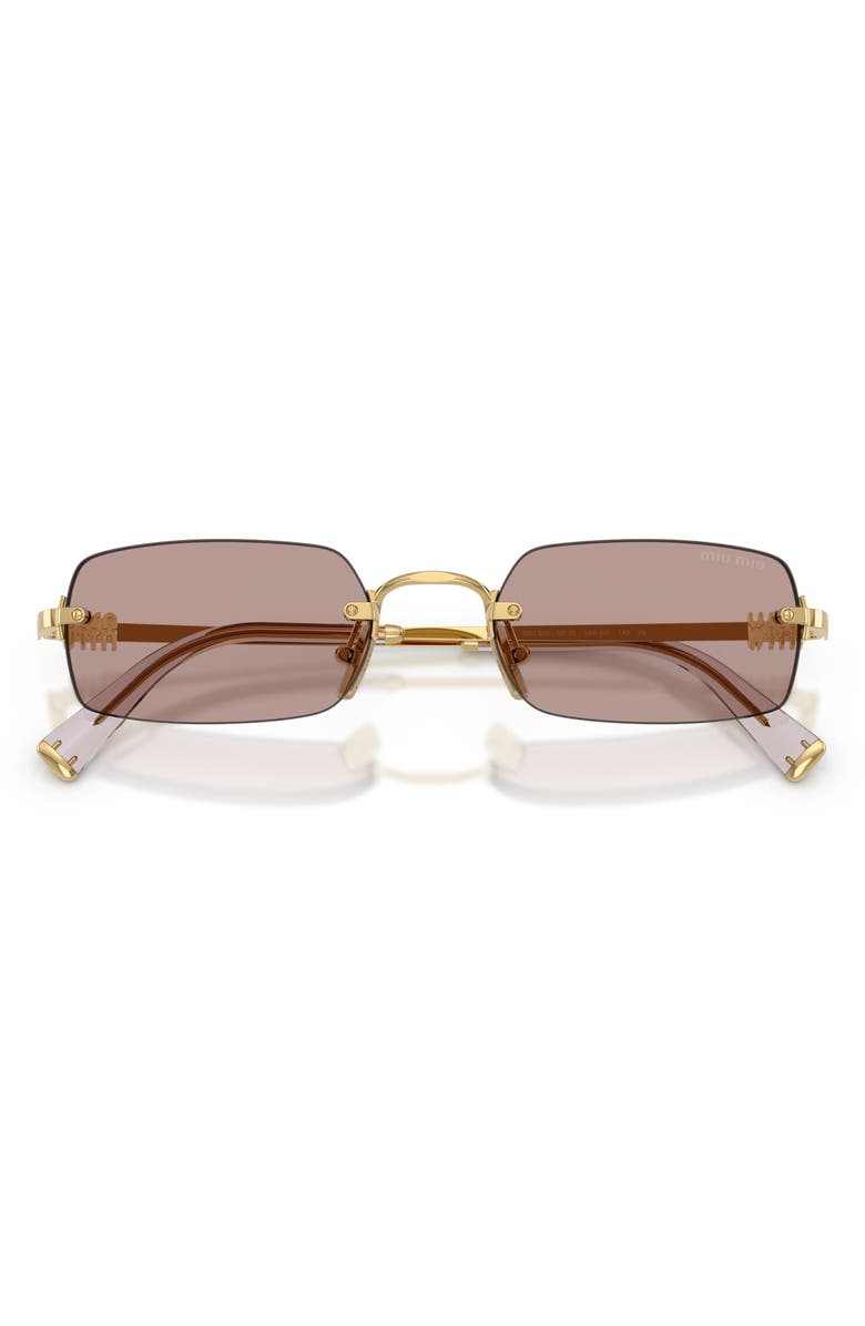 Miu Miu 52mm Rectangular Sunglasses, Alternate, color, Gold / Light Purple Brown