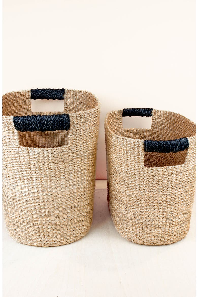 Rounded Oval Basket, Set of 2, Alternate, color, Black