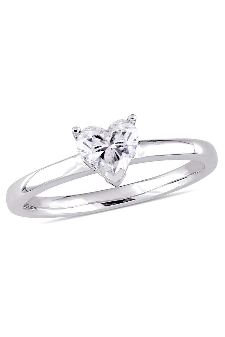 Diamond Solitaire Heart Engagement Ring 14k, Main, color, 14K White Gold