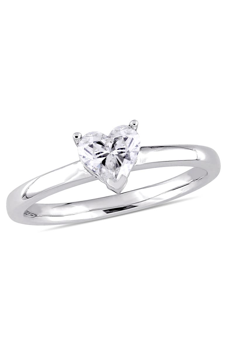 Julianna B. Diamond Solitaire Heart Engagement Ring 14k, Main, color, 14K White Gold