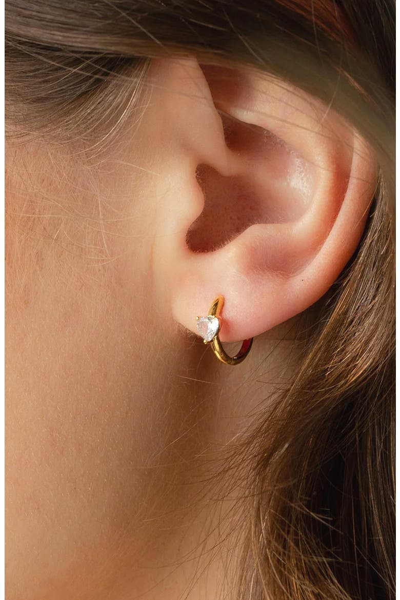 Sterling Silver 18k Gold Plated Annette Huggies Crystal Dainty, Alternate, color, Gold
