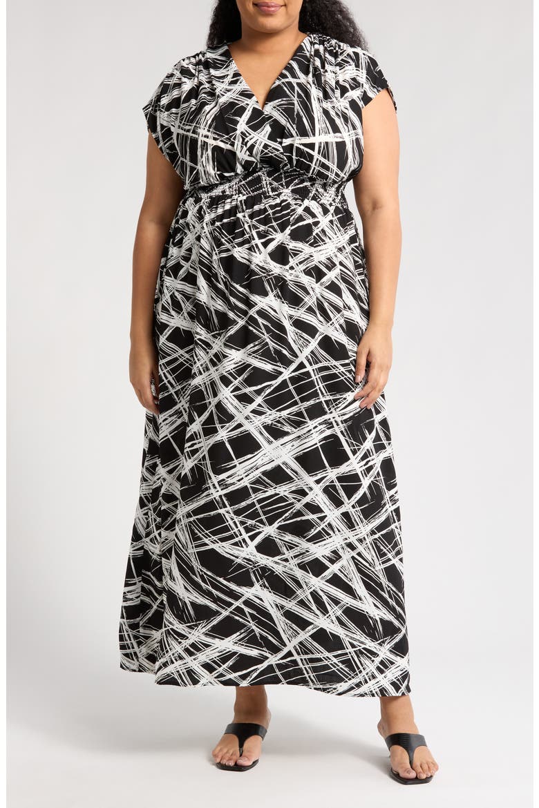 Smocked Waist Maxi Dress, Main, color, BLACK