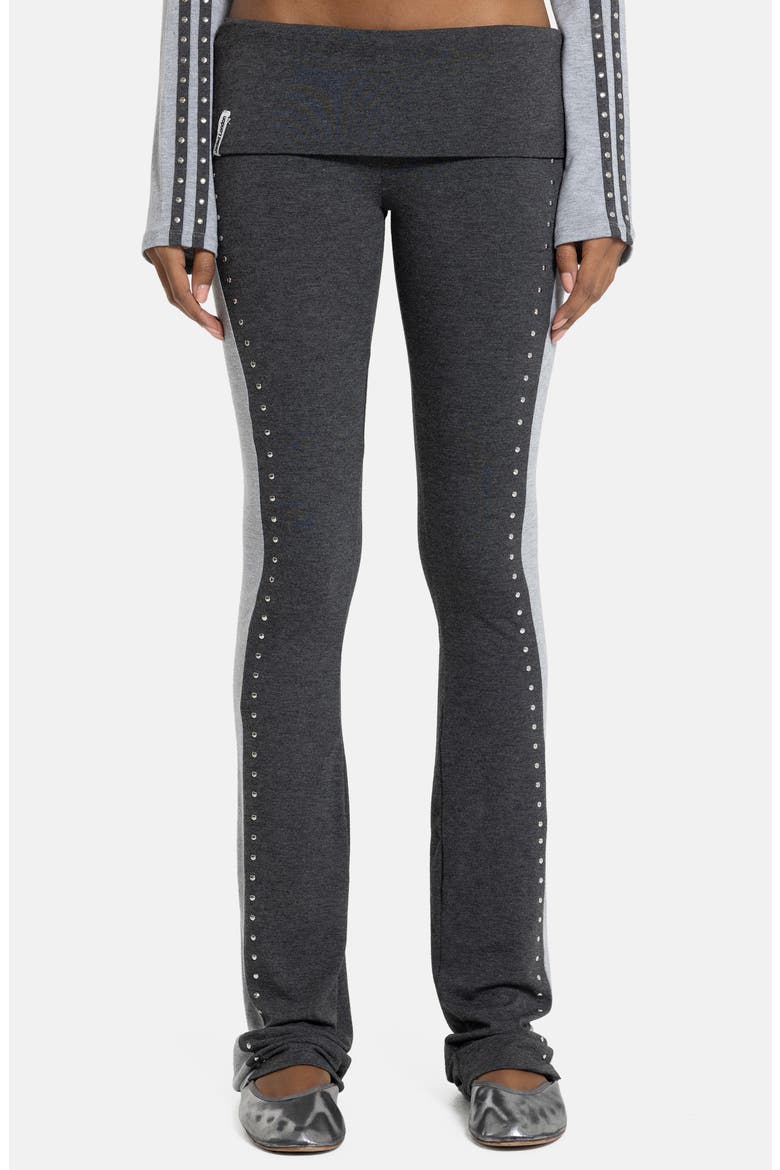 Foldover Studded Leggings, Main, color, GREY
