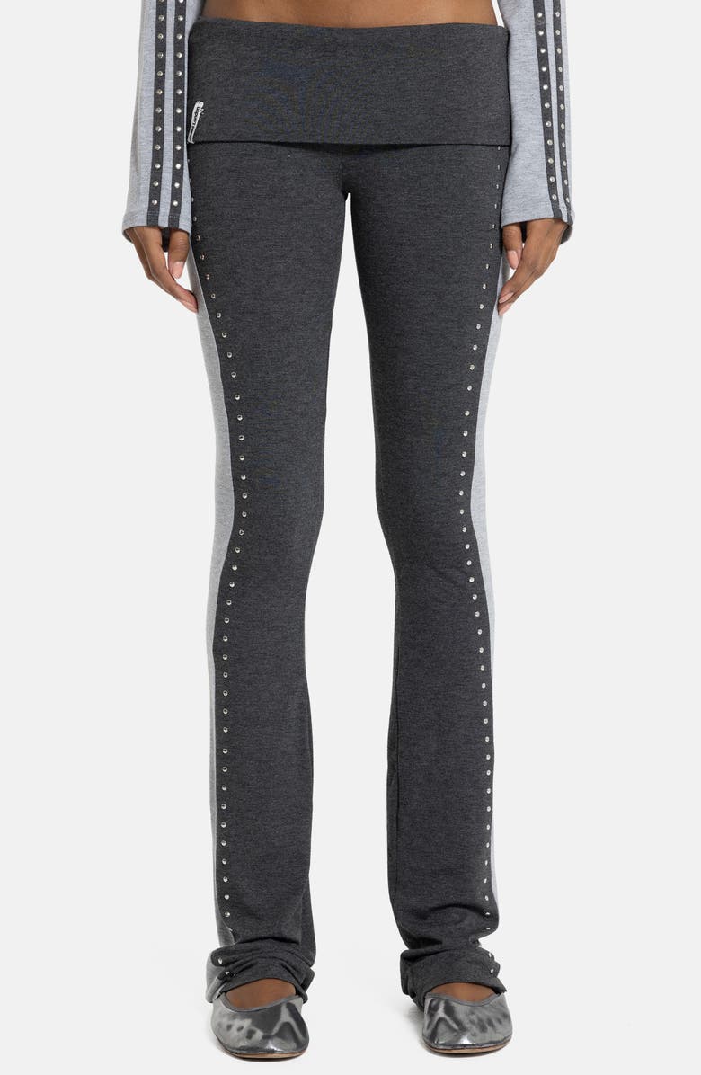 JADED LONDON Foldover Studded Leggings, Main, color, Grey