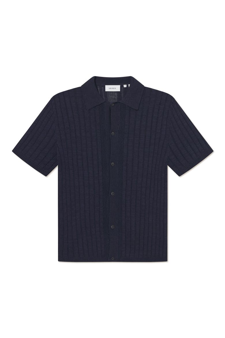 Floyd Knit Short Sleeve Button-Up Shirt, Alternate, color, DARK NAVY
