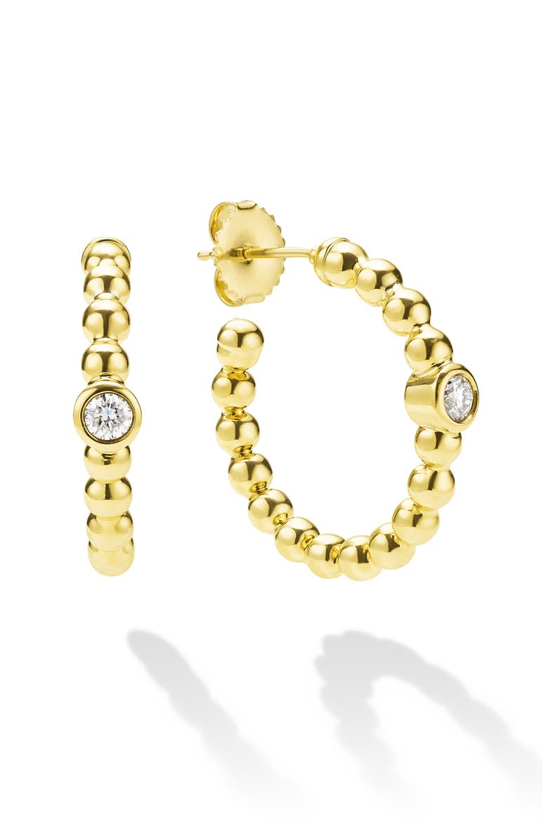 Caviar Diamond Hoop Earrings, Alternate, color, GOLD