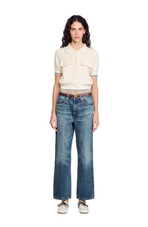 Sandro Short-sleeved Cardigan In Ecru