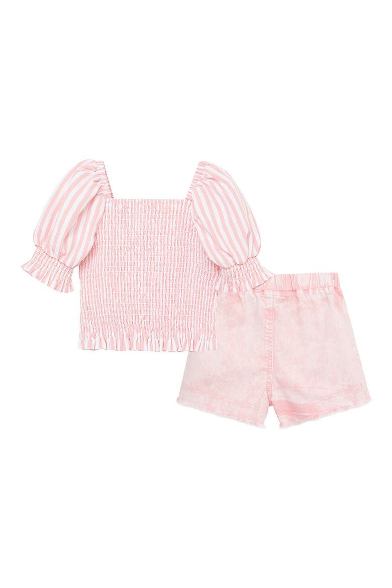 Habitual Kids Kids' Puff Sleeve Smocked Top & Shorts Set, Alternate, color, PINK