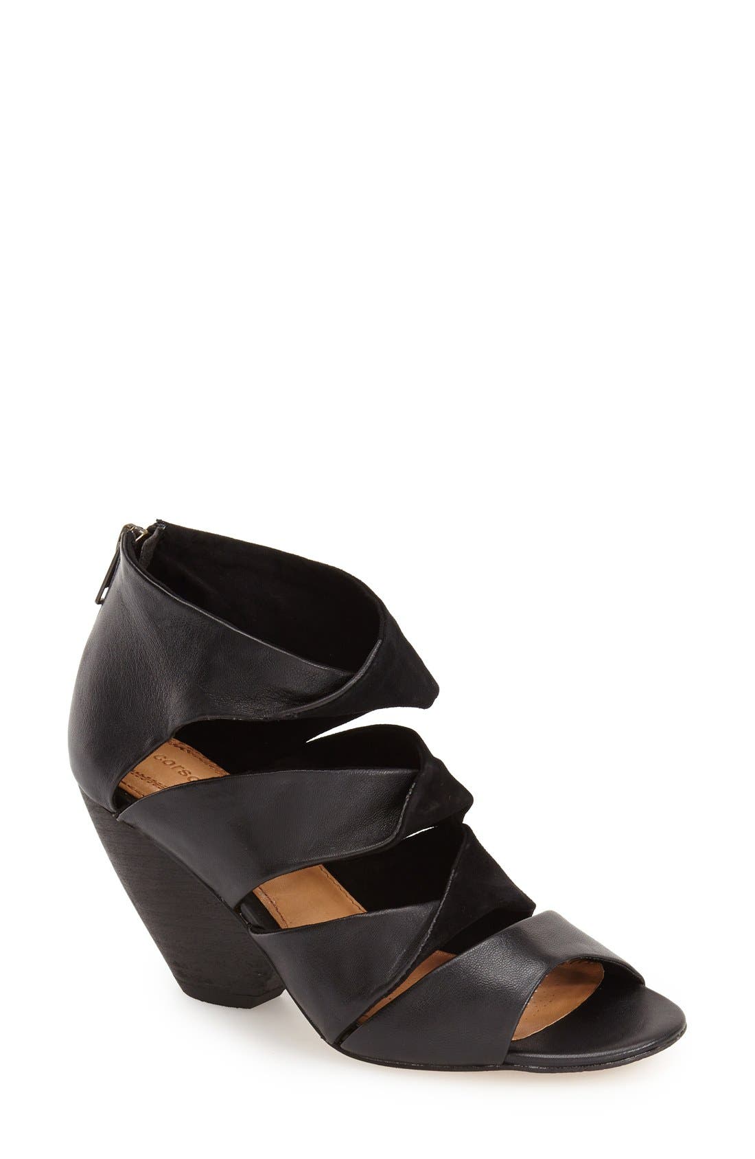 'Carrington' Demi Wedge Sandal, Main, color, BLACK