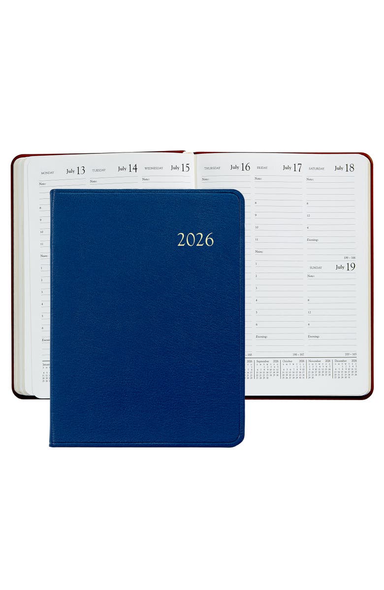 Graphic Image 2026 Leather Desk Diary, Main, color, Royal Blue
