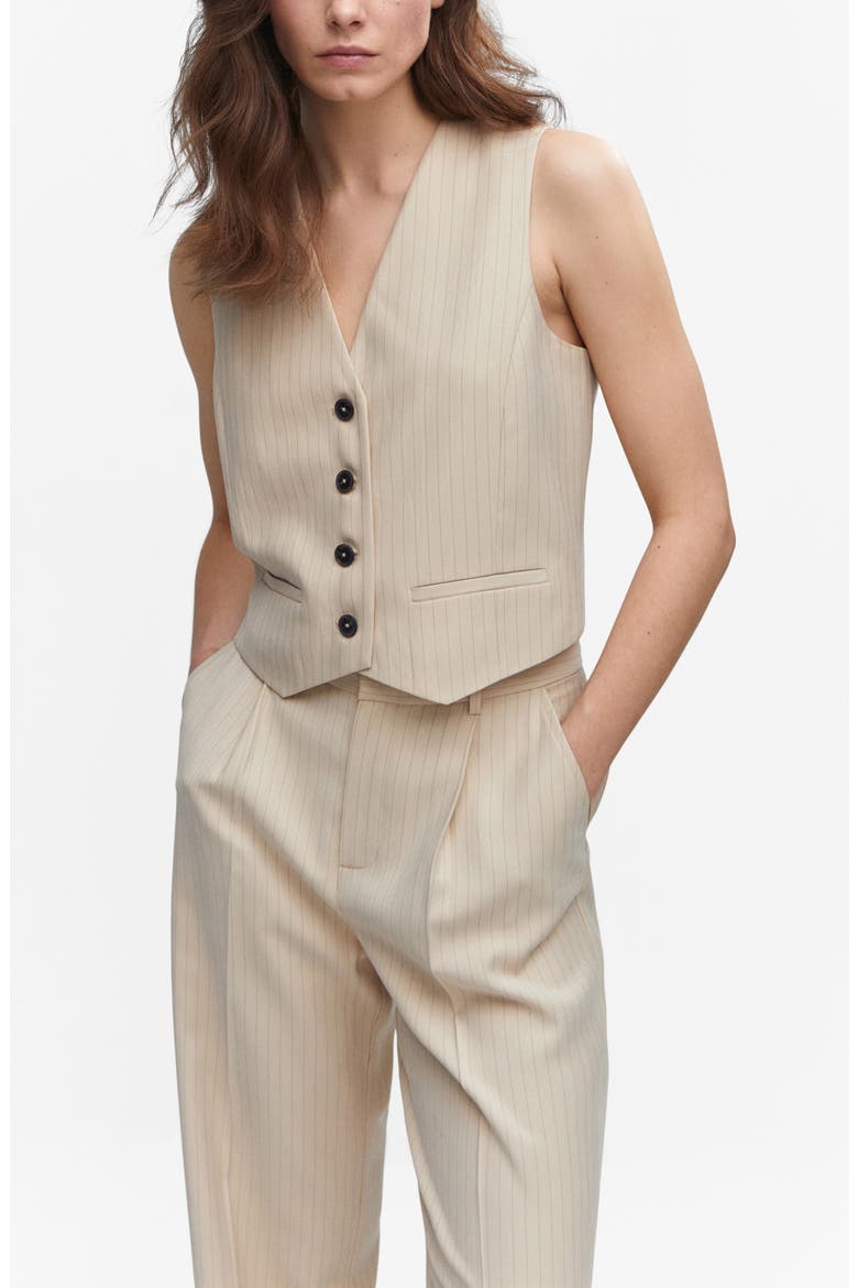 Pinstripe Crop Vest, Alternate, color, LIGHT BEIGE