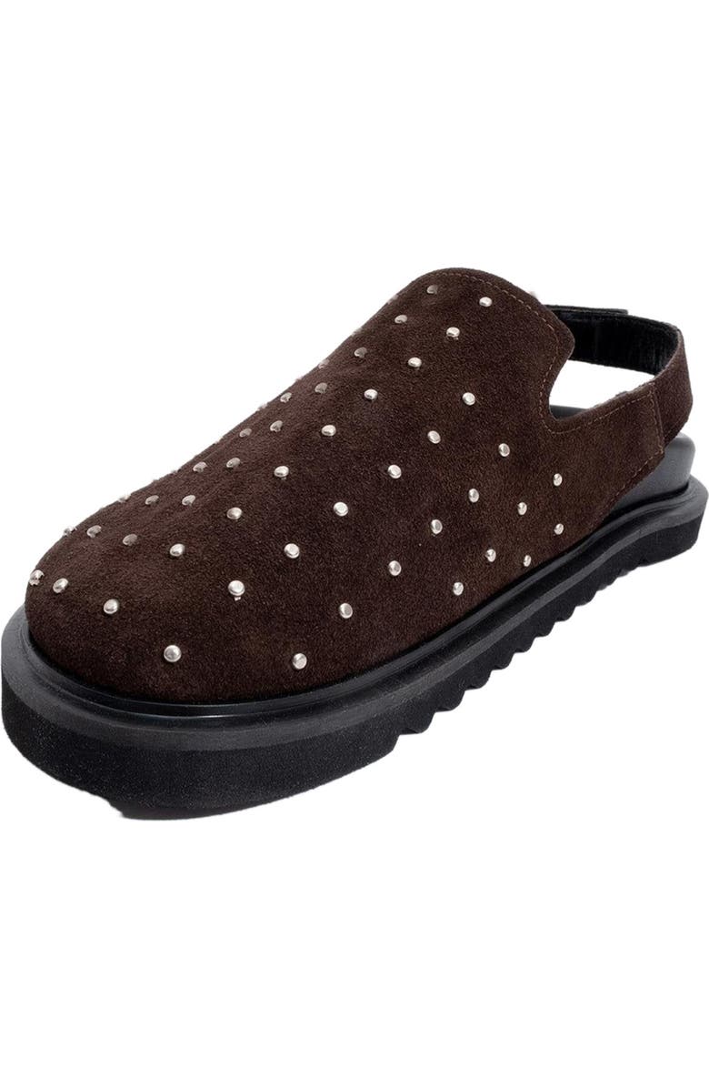 Forever & Always Shoes Our Leather Studded Clogs, Alternate, color, Dark Brown Suede Leather