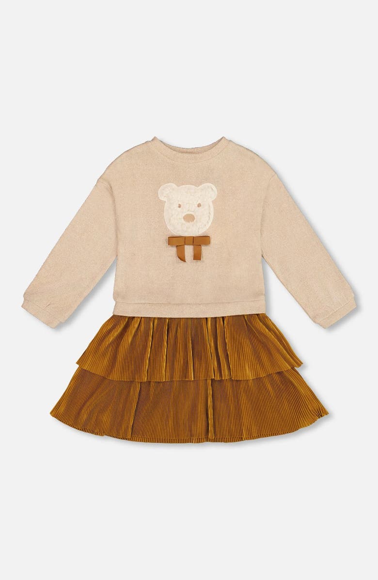 Deux par Deux Bi-Material Dress with Layered Skirt, Main, color, 