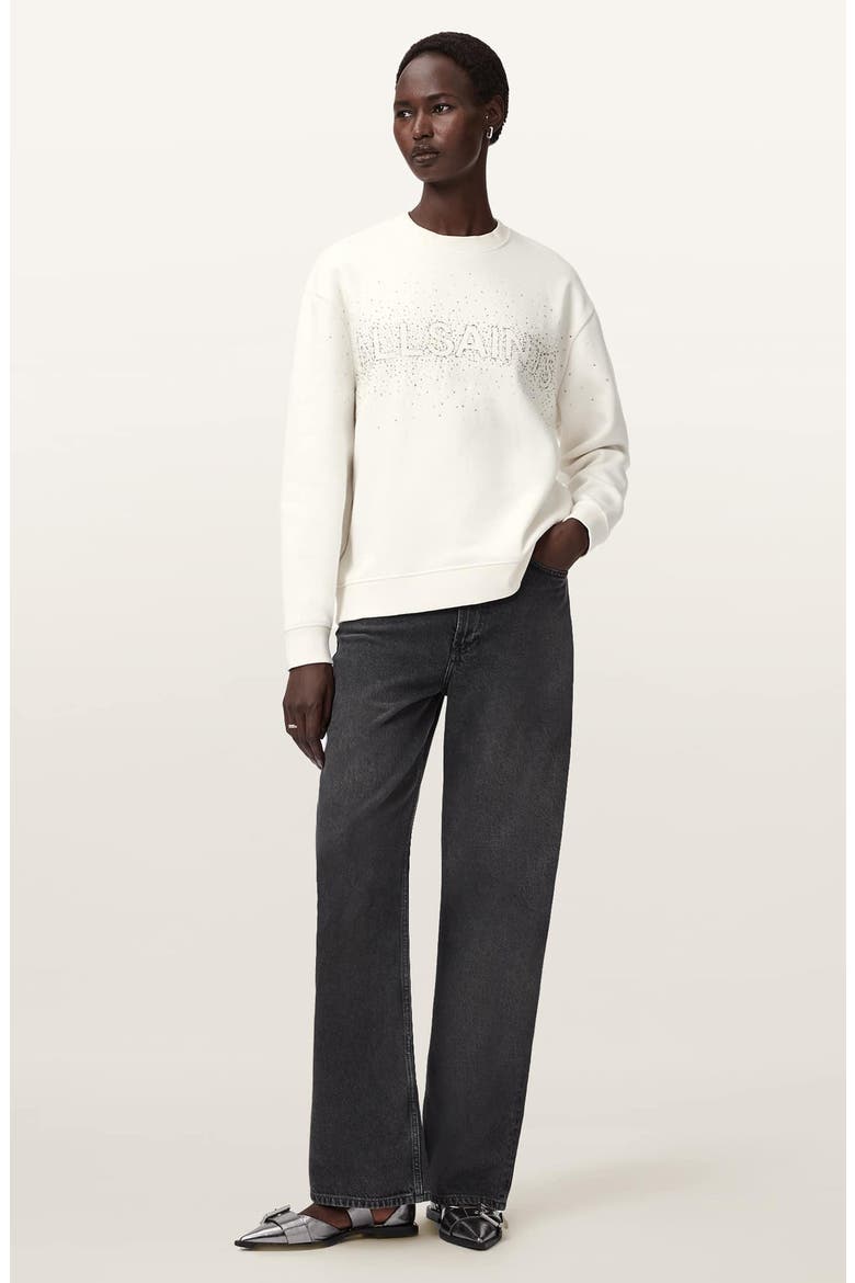 Etta Crystal Embellished Fleece Sweatshirt, Alternate, color, WHITE