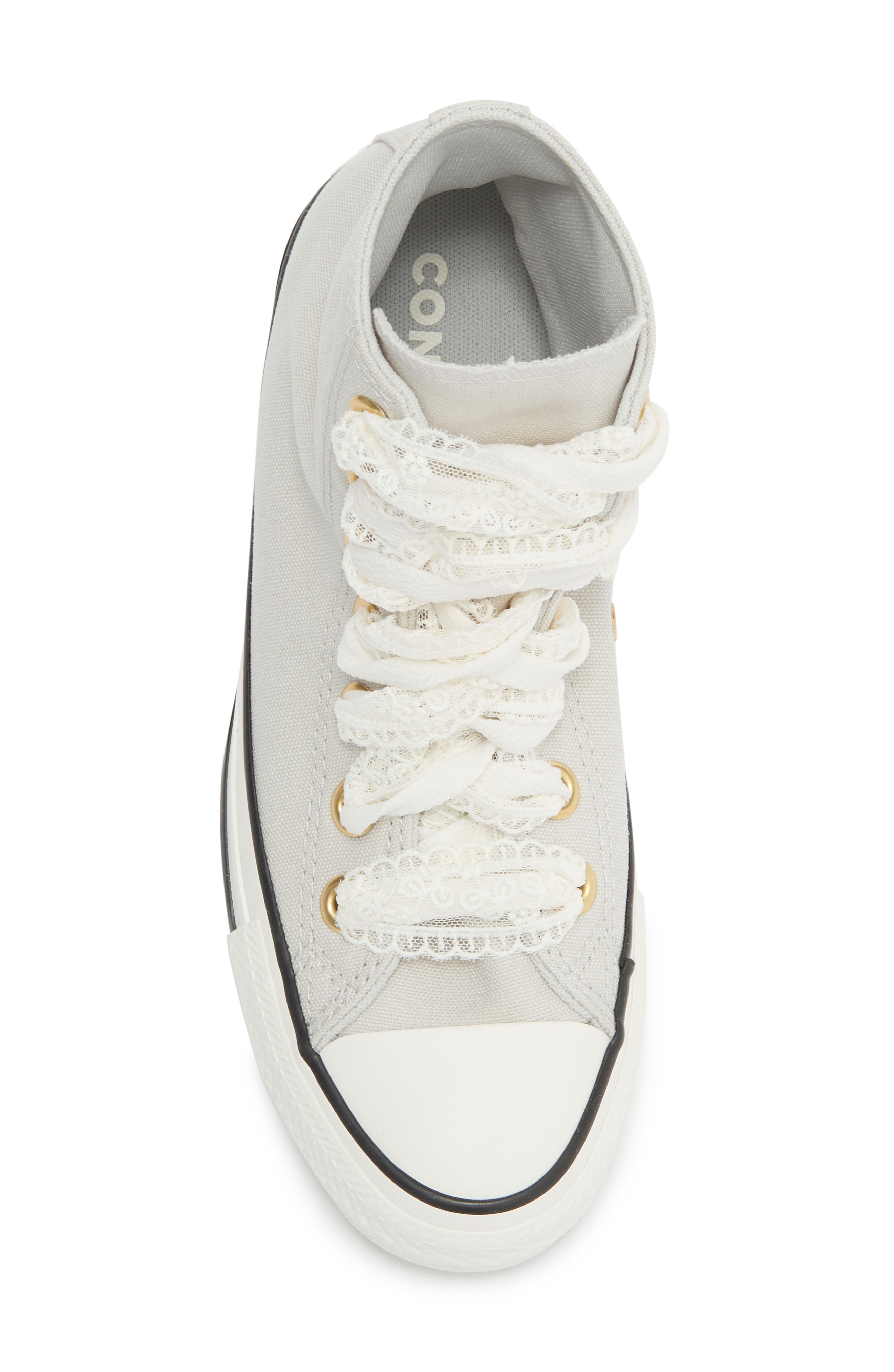 Kids' Chuck Taylor® All Star® Lace High Top Sneaker, Alternate, color, LIGHT GREY/ GOLD/ WHITE