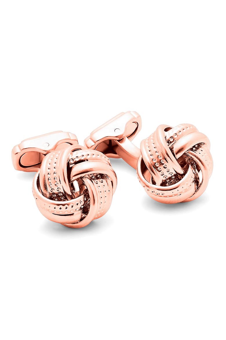 Thompson Satin Dot Knot Cuff Links, Main, color, ROSE GOLD