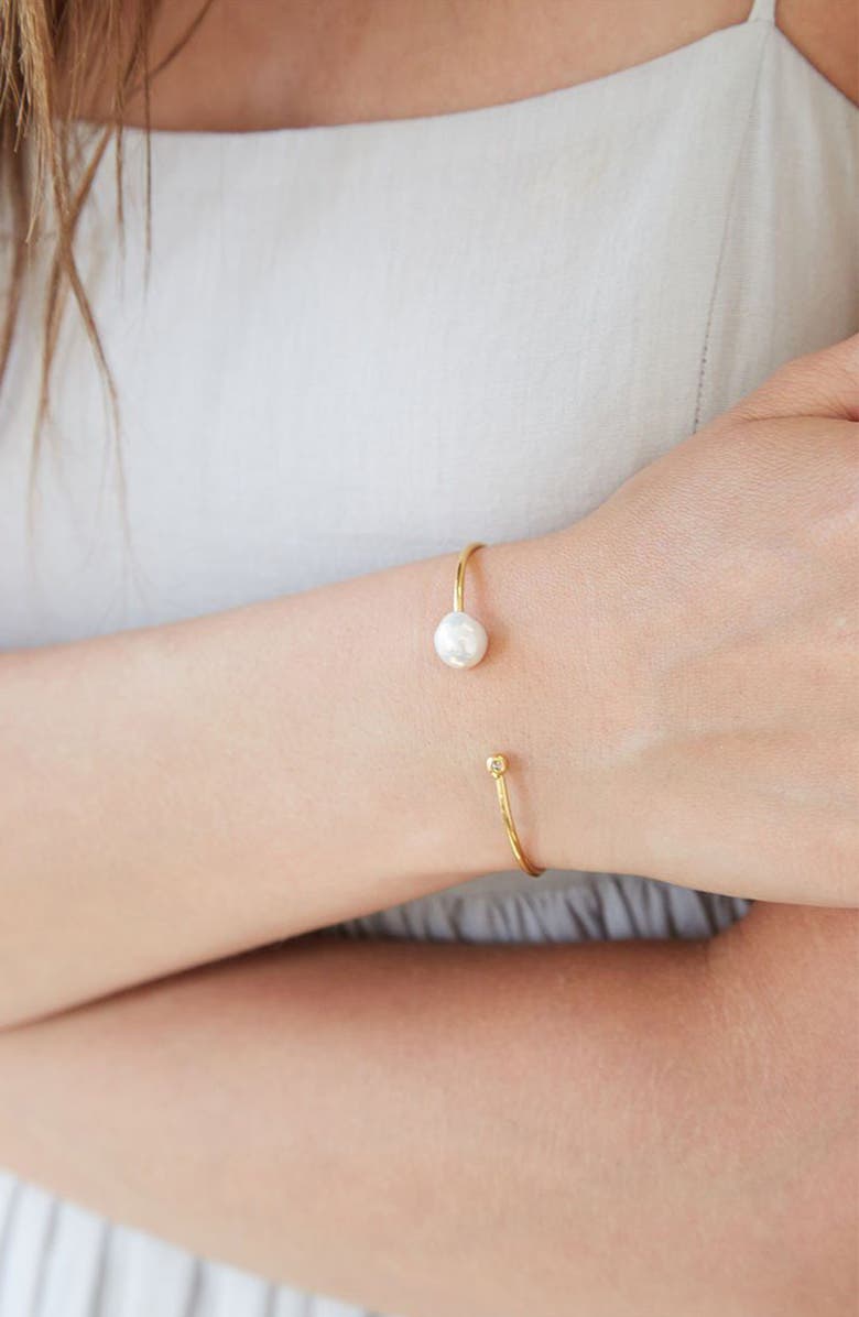 Chan Luu Diamond & Freshwater Pearl Cuff Bracelet, Alternate, color, 
