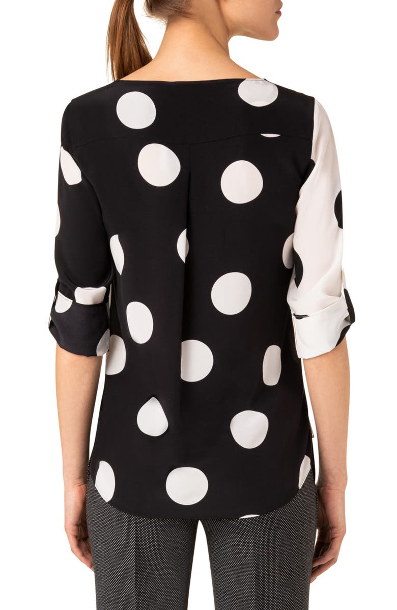 Akris punto Polka Dot Silk Blouse, Alternate, color,