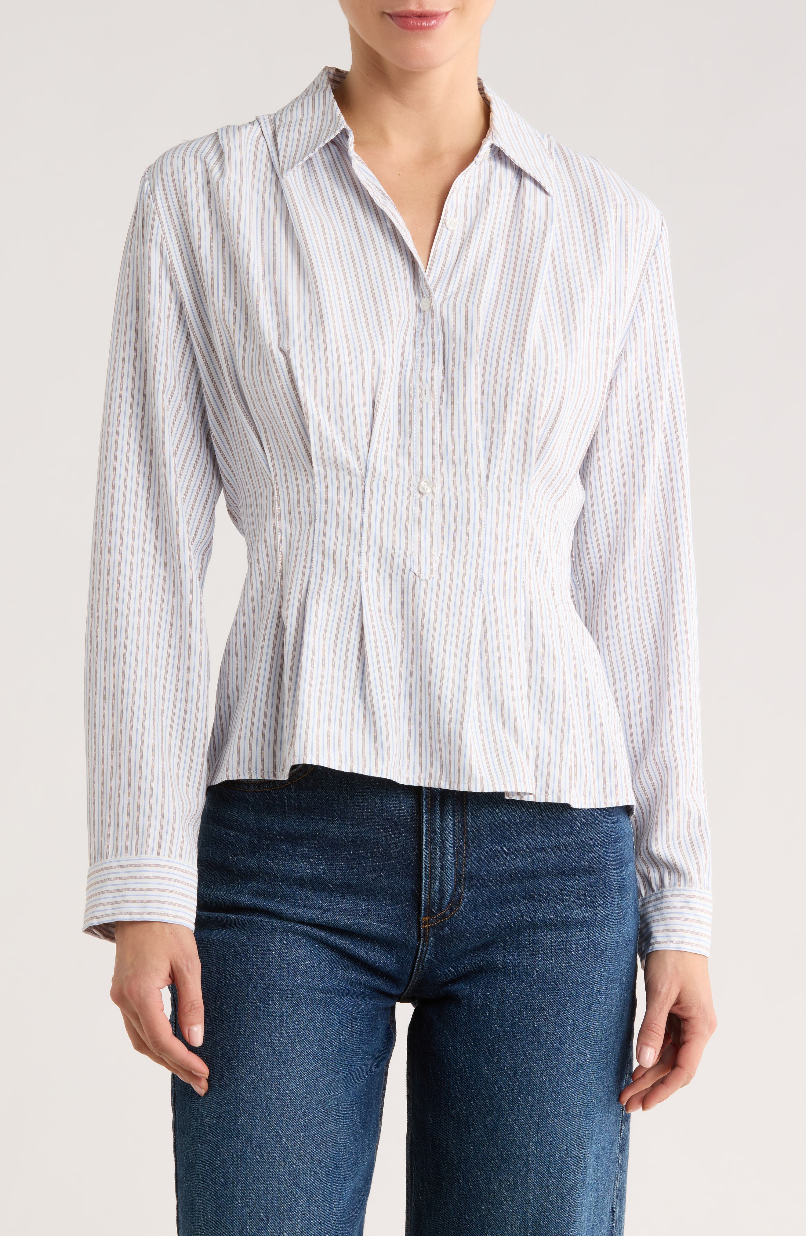 MAX STUDIO Pleat Front Button-Up Shirt