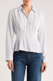 MAX STUDIO Pleat Front Button-Up Shirt
