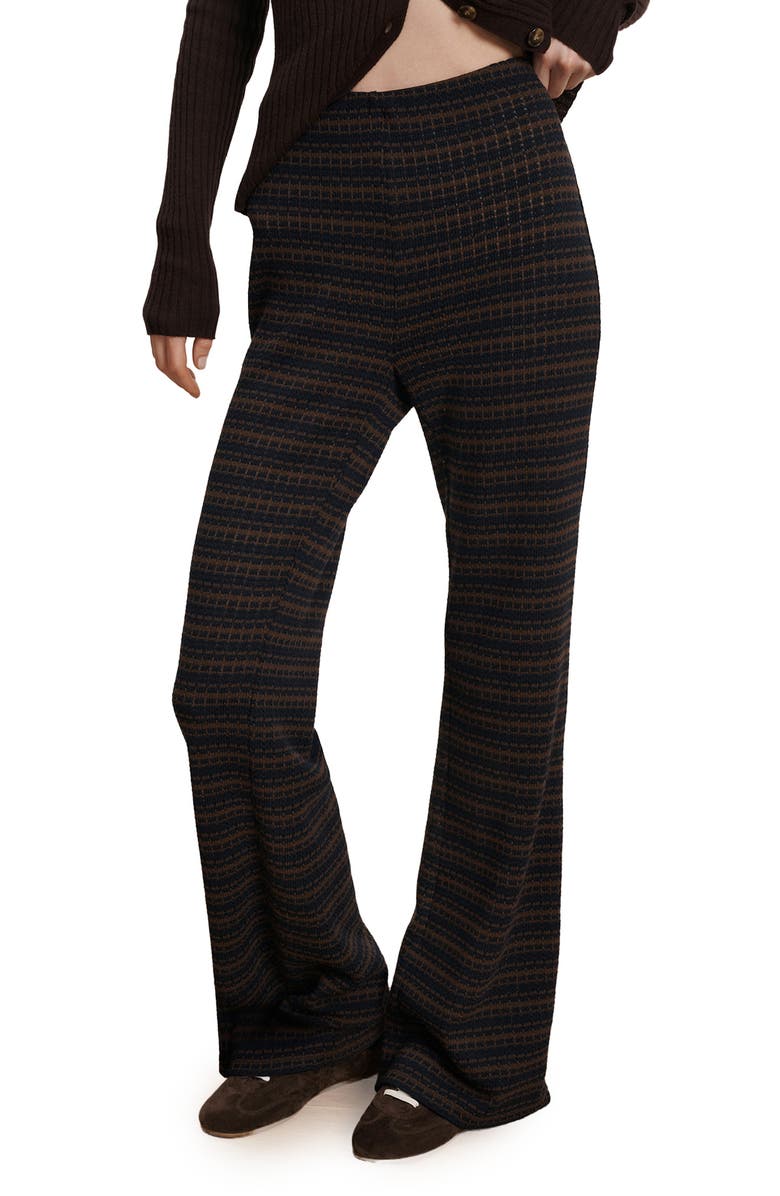 Veronica Beard Yadira Stripe Kick Flare Pants, Alternate, color, Navy Dark Umber Multi