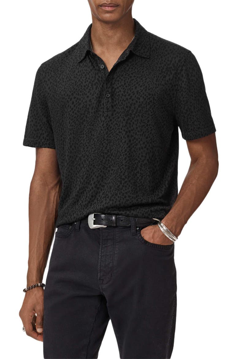 Marcel Distorted Dot Jacquard Polo, Main, color, CHARCOAL