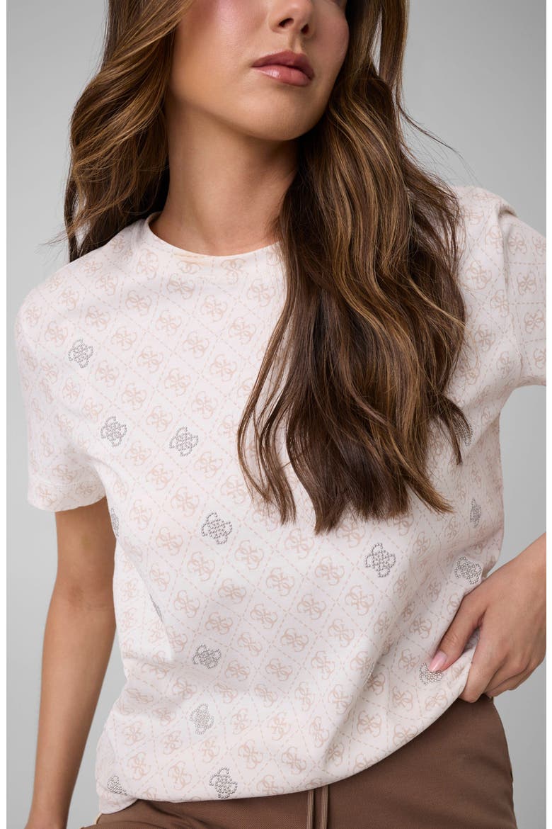 4G Rhombus Studded Logo T-Shirt, Main, color, IVORY MULTI