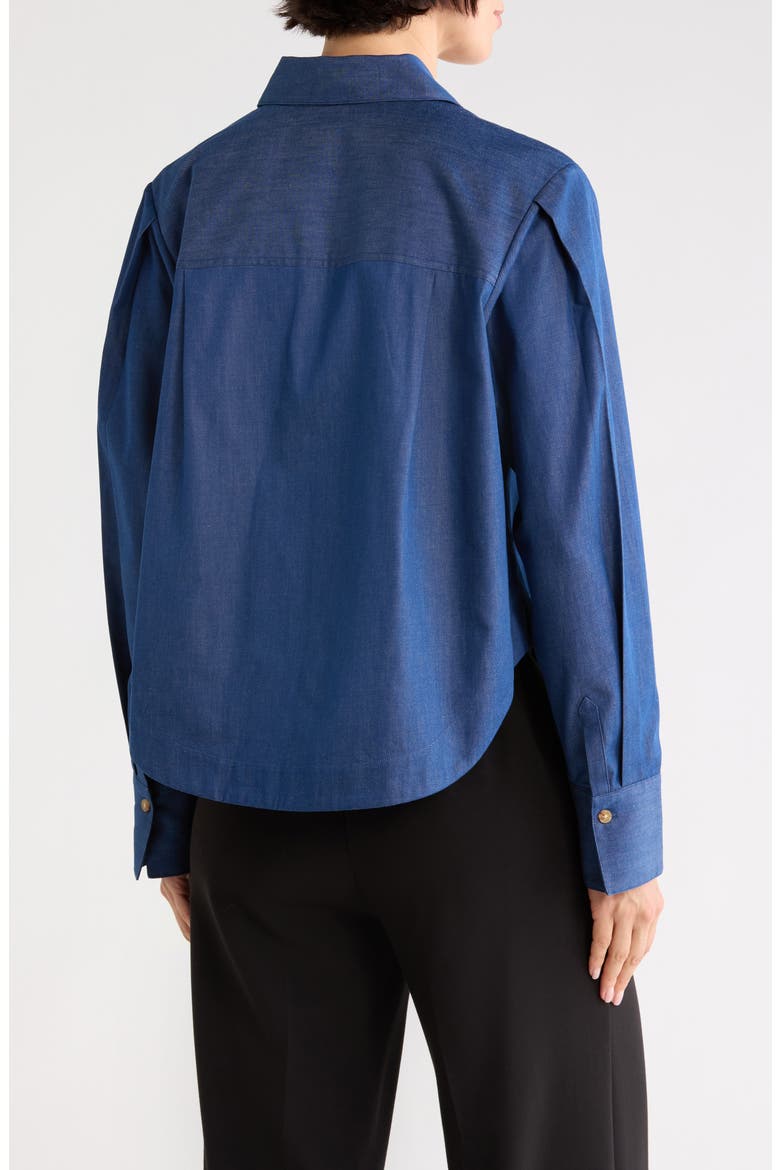 Estrella Crop Button-Up Shirt, Alternate, color, DEEP BLUE