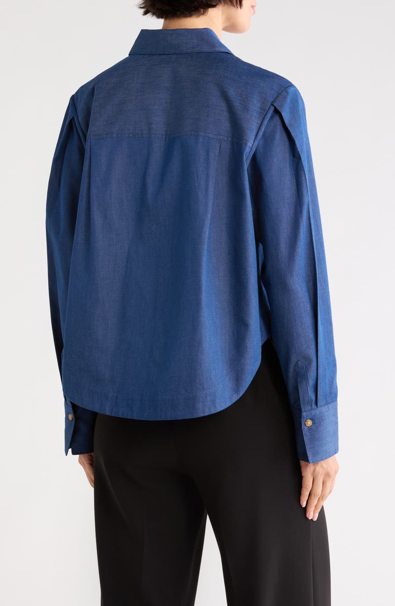 Derek Lam 10 Crosby Estrella Crop Button-Up Shirt, Alternate, color, Deep Blue
