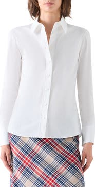 Akris punto Stretch Cotton Blend Button-Up Shirt