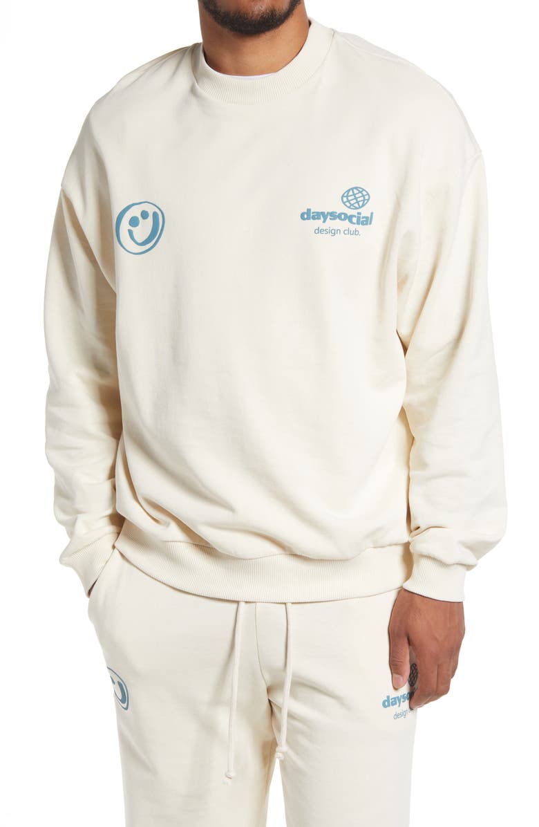 ASOS DESIGN Day Social Cotton Graphic Sweatshirt, Main, color,