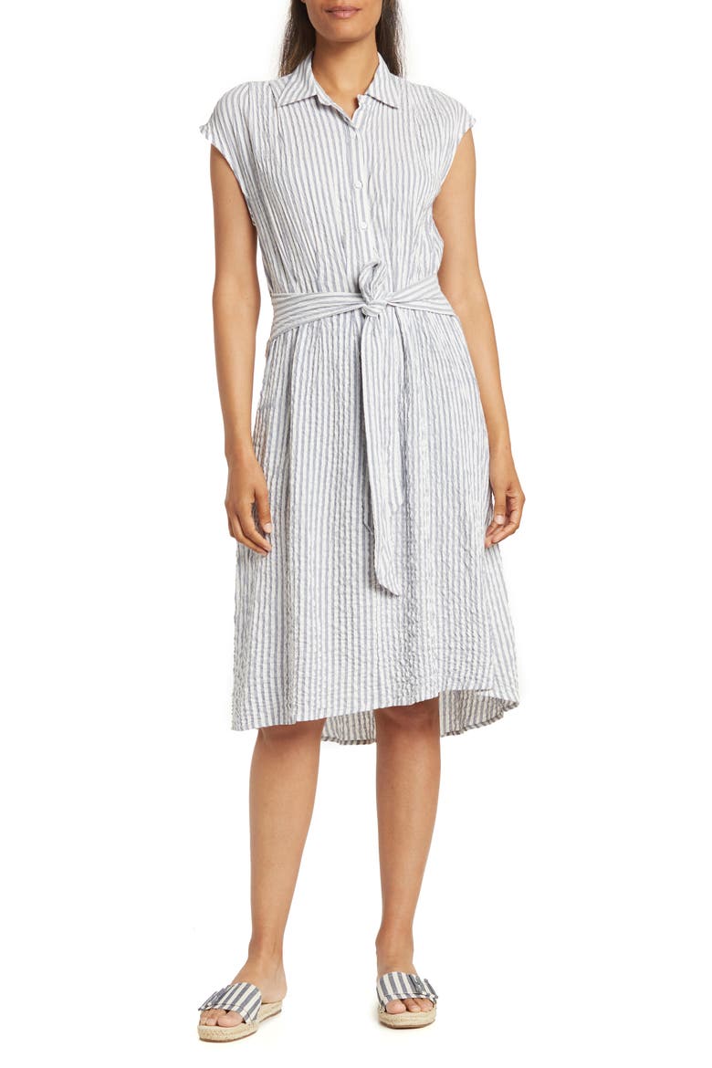 Cap Sleeve Shirtdress, Main, color, WHITE/ DENIM