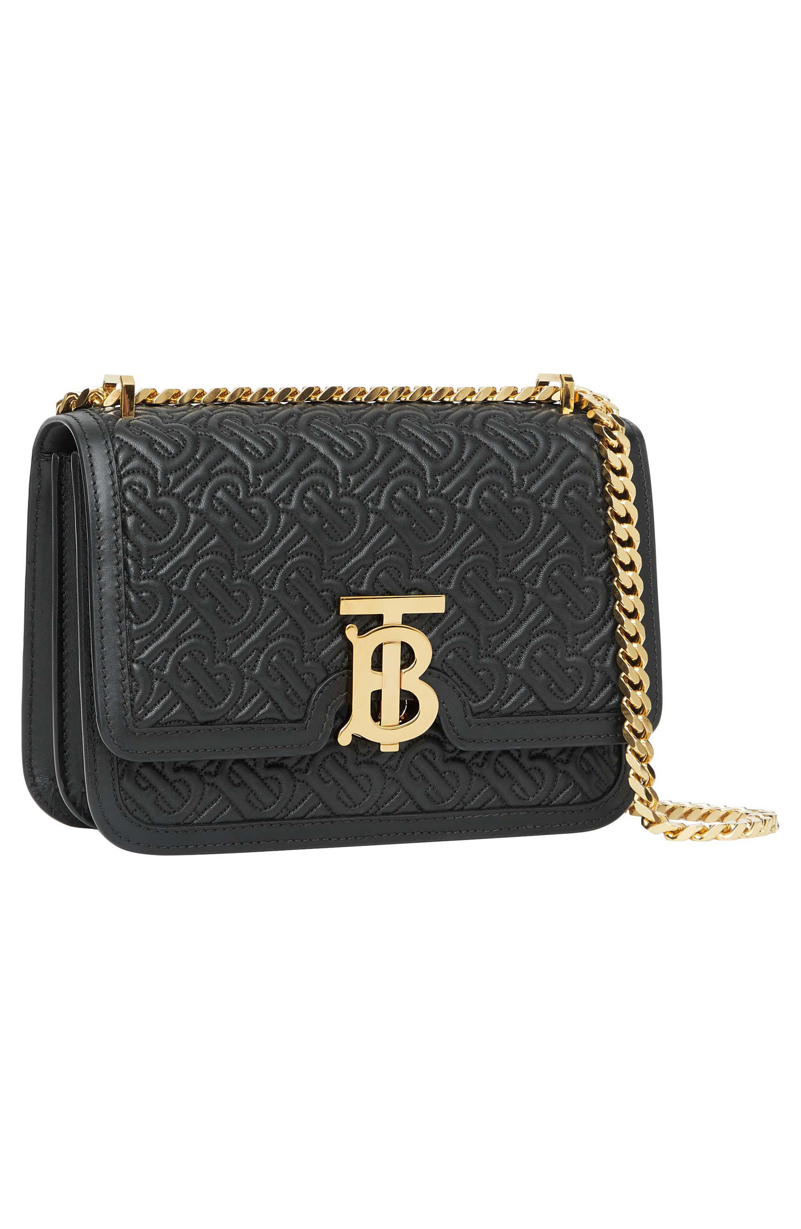 Small TB Monogram Quilted Lambskin Bag, Alternate, color, BLACK