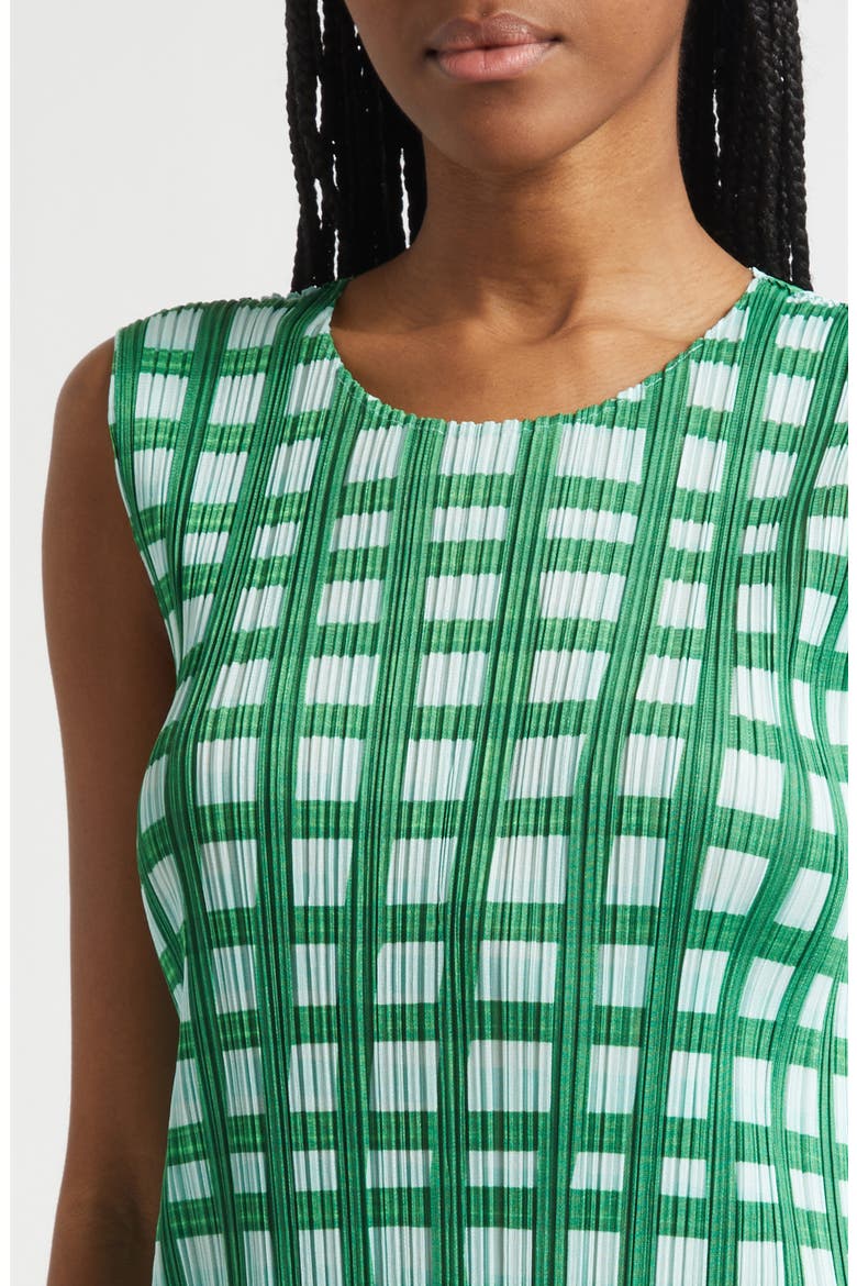 Basket Print Pleated Midi Dress, Alternate, color, GREEN