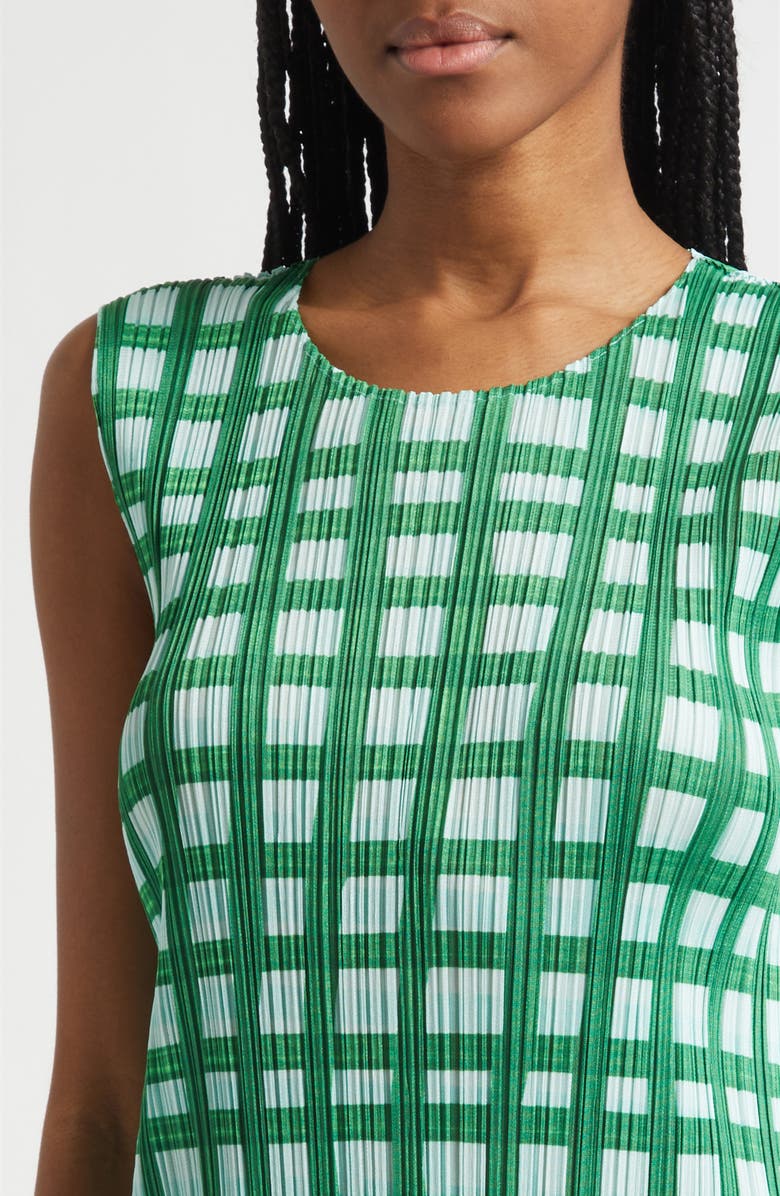 Issey Miyake Basket Print Pleated Midi Dress, Alternate, color, Green