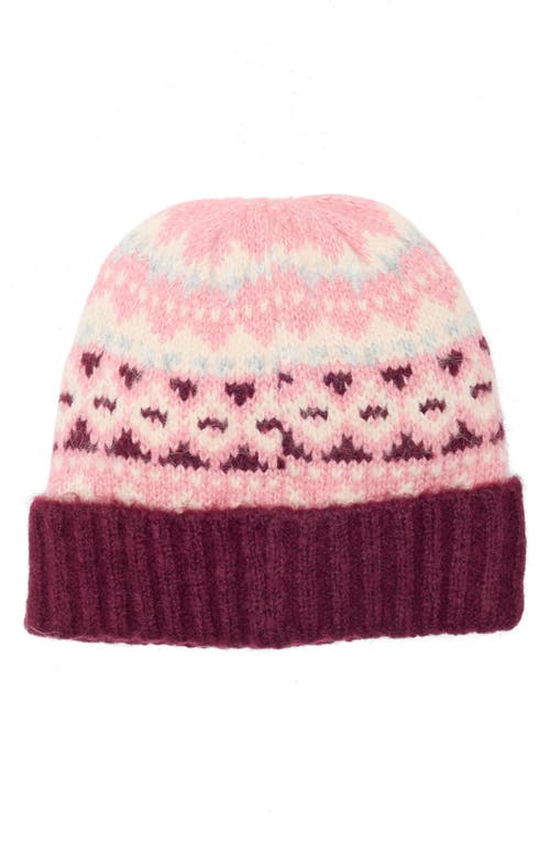 Vince Camuto Brushed Fair Isle Beanie In Pink