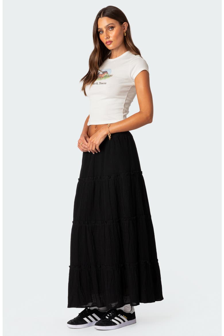 Tiered Cotton Maxi Skirt, Alternate, color, BLACK