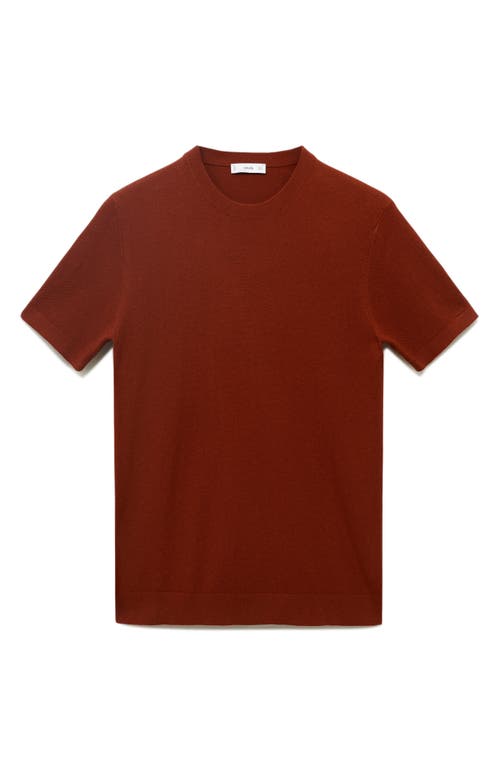 Mango Fine Knit Short Sleeve Sweater In Brown