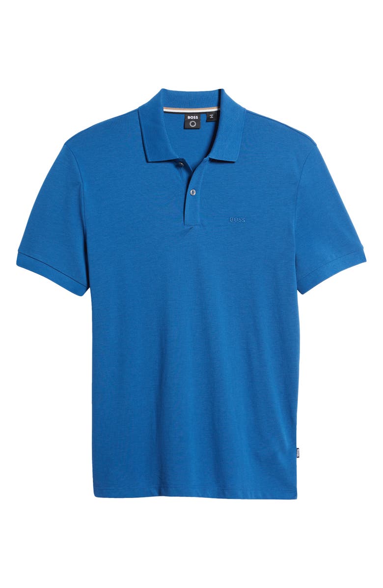 BOSS Pallas Cotton Polo, Alternate, color, Medium Blue