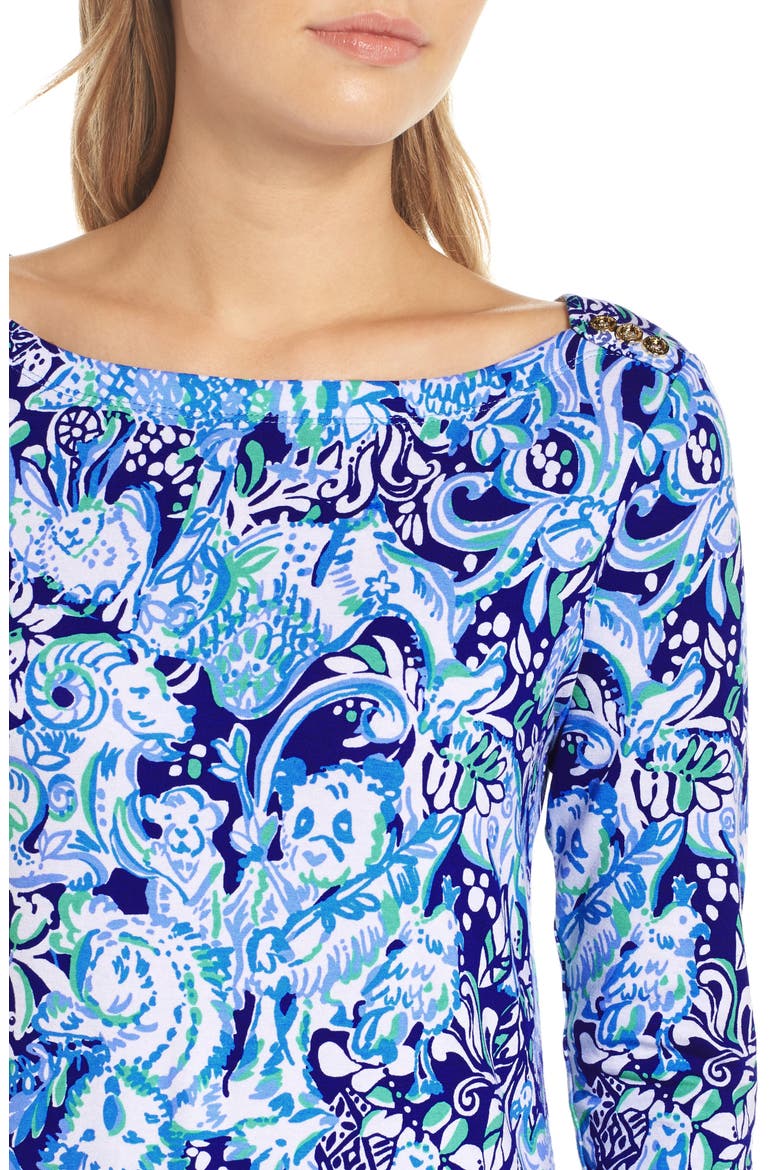 Sophie UPF 50+ Boat Neck Dress, Alternate, color, ROYAL PURPLE 60 ANIMALS