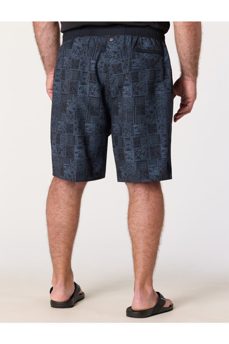 Big & Tall Stamp Printed Board Shorts, Alternate, color, BLACK MULTI