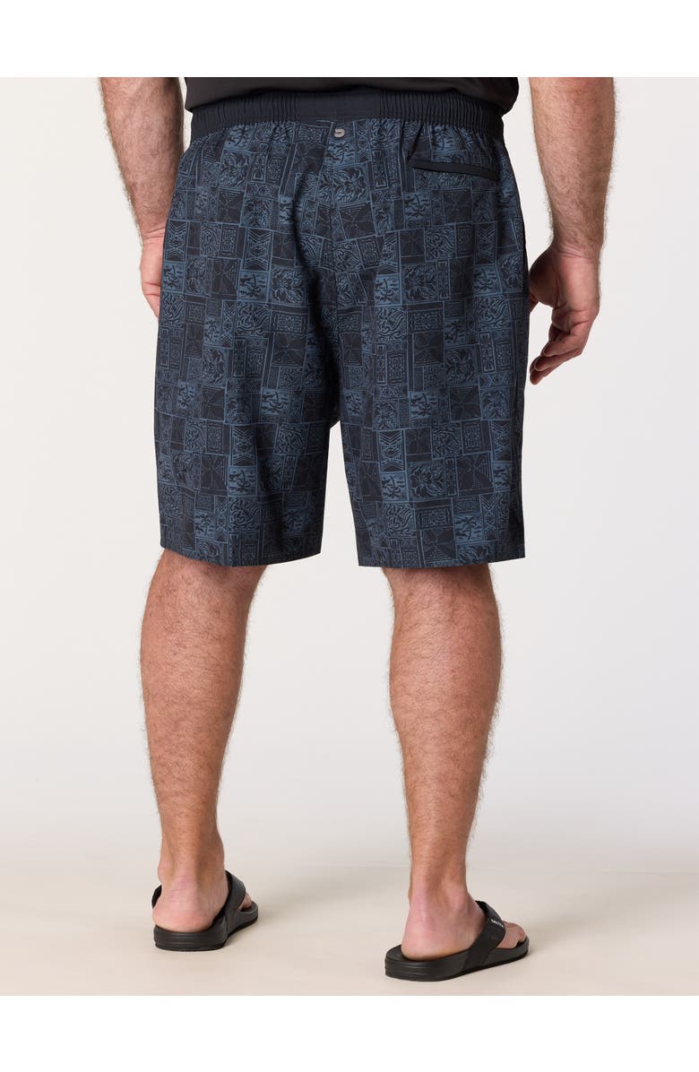 Harbor Bay by DXL Big & Tall Stamp Printed Board Shorts, Alternate, color, Black Multi