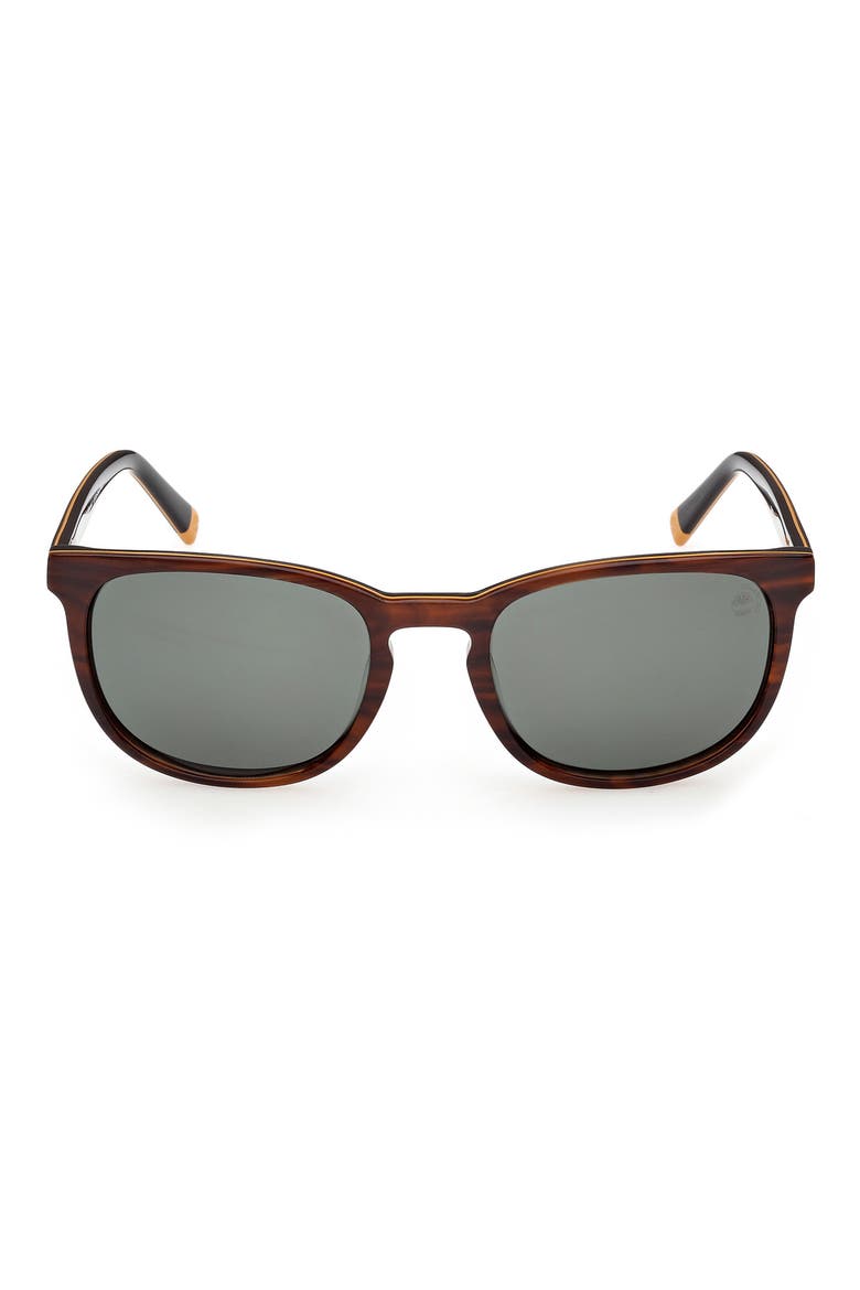 55mm Sunglasses, Main, color, BROWN HORN / GREEN POLARIZED