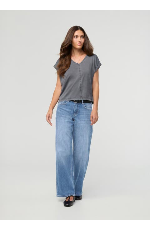 Performance Denim Mid Rise Loose Straight