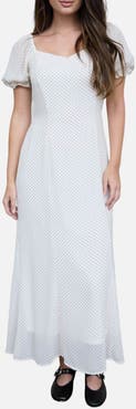 Blu Pepper Print Puff Sleeve Maxi Dress